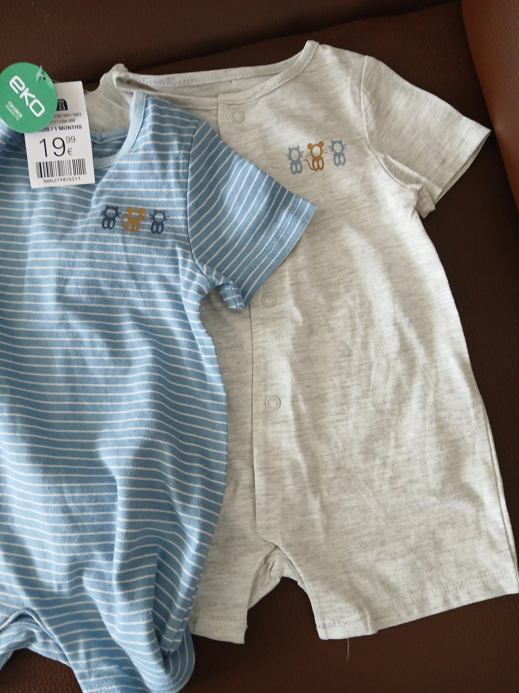 lote de duas macacões combishort para menino okaidi 54 cm 1 mês – photo 3